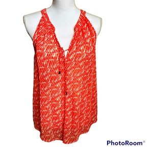 Banana Republic sleeveless blouse. Orange and white print size small.